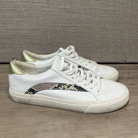MADEWELL Sidewalk Low Top Sneakers Leather Snake Print Size 7.5 Minimalist White - Picture 3 of 8